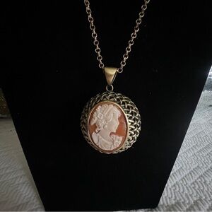 Elegant Brass Cameo pendant with chain